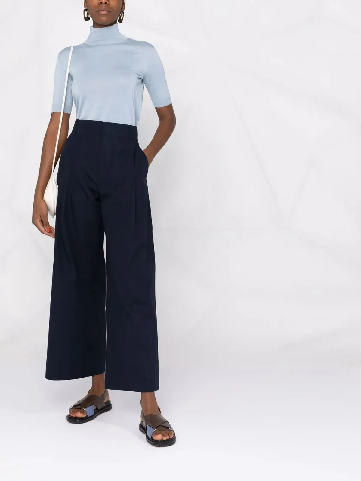 S Max Mara 高腰ワイドパンツ コットン - 画像2