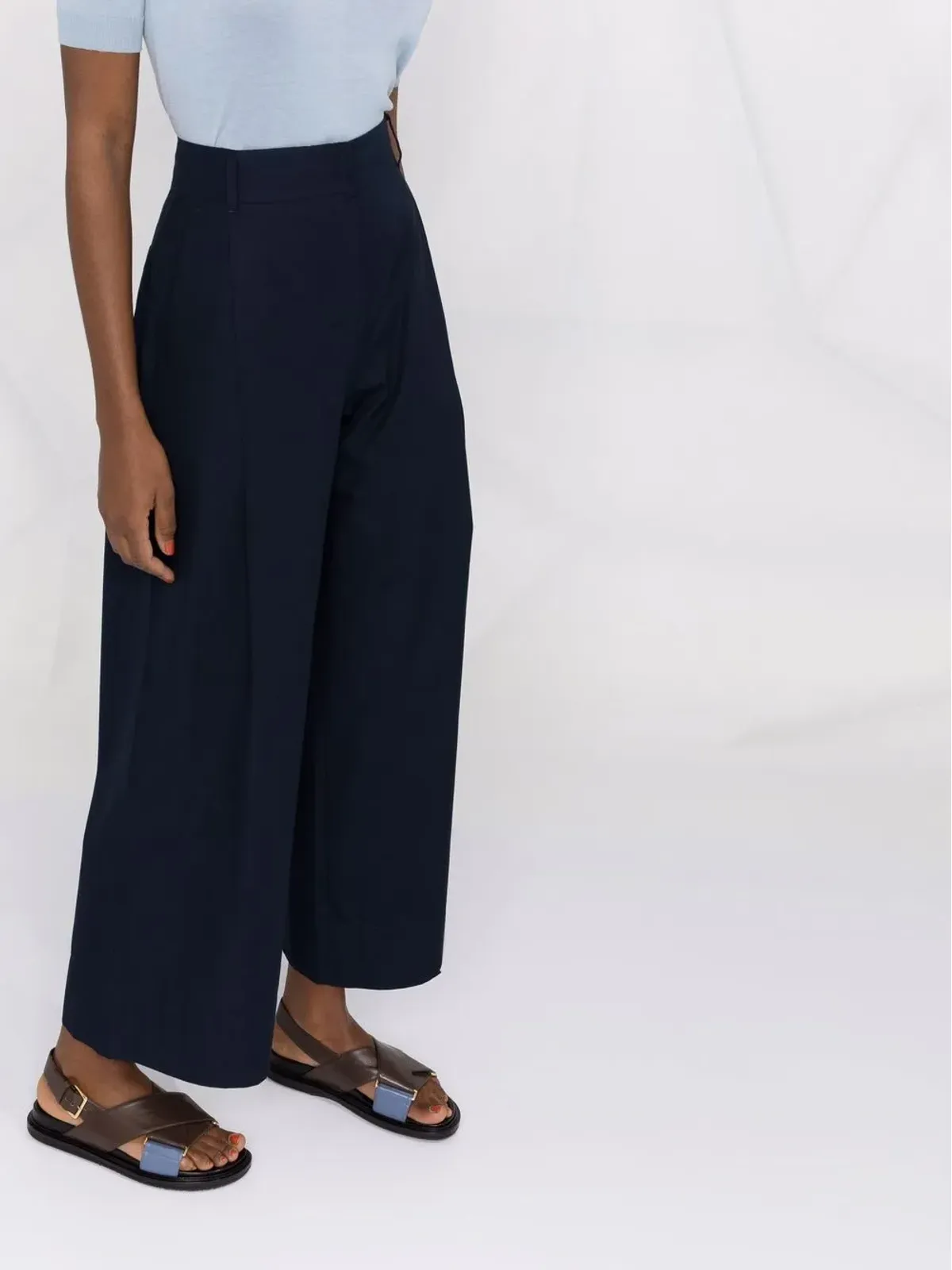 S Max Mara 高腰ワイドパンツ コットン - 画像3