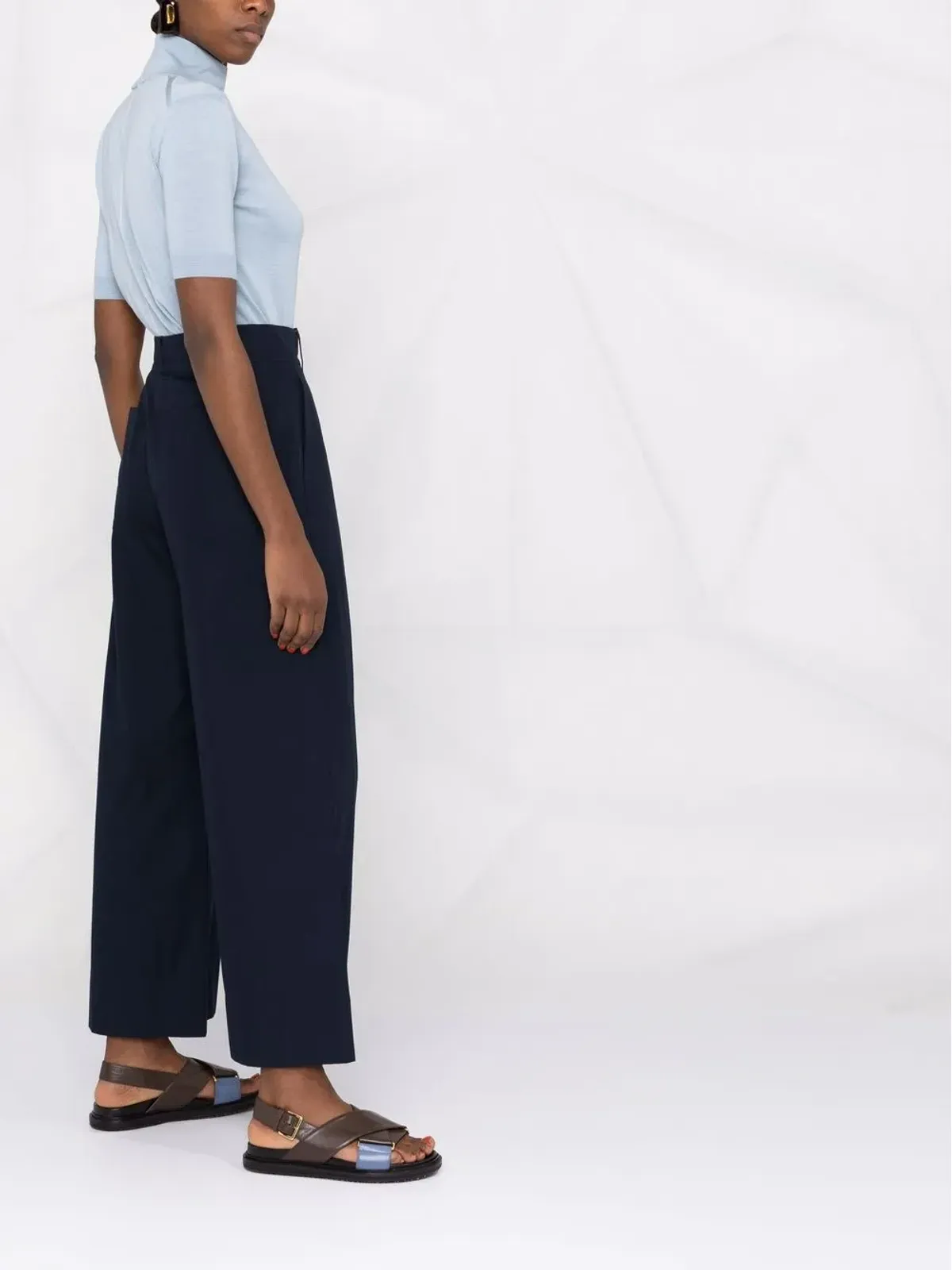 S Max Mara 高腰ワイドパンツ コットン - 画像4