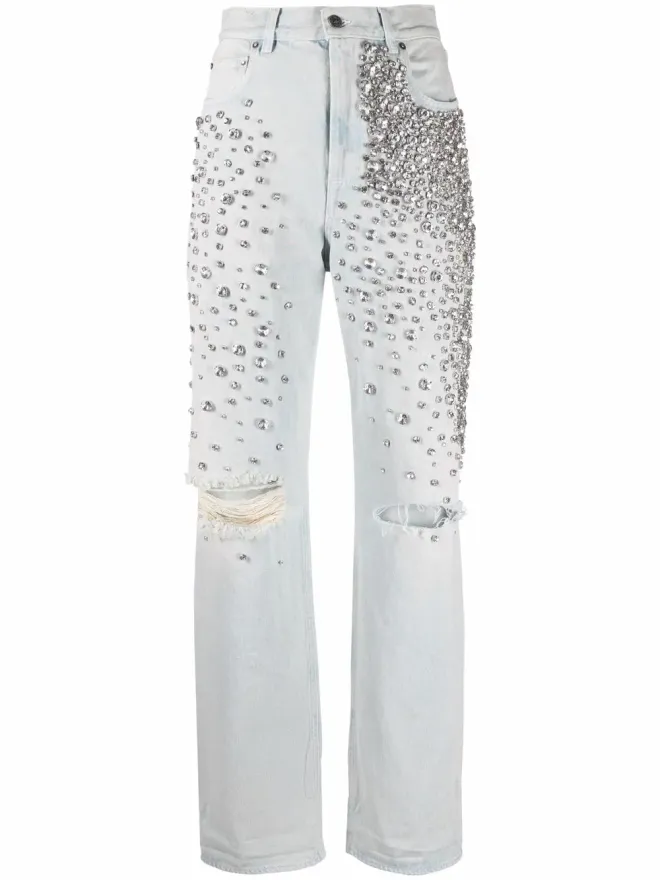 Golden Goose Golden Goose cabochon-crystal ブリーチデニムジーンズ - Blueの商品画像