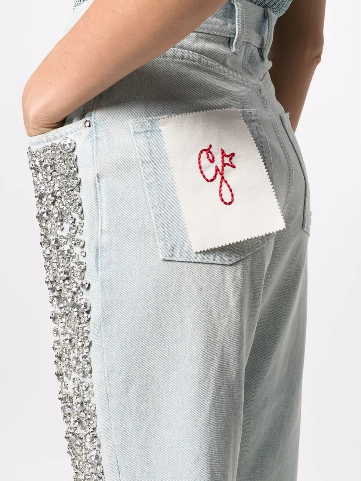 Golden Goose cabochon-crystal ブリーチデニムジーンズ - Blue - 画像5