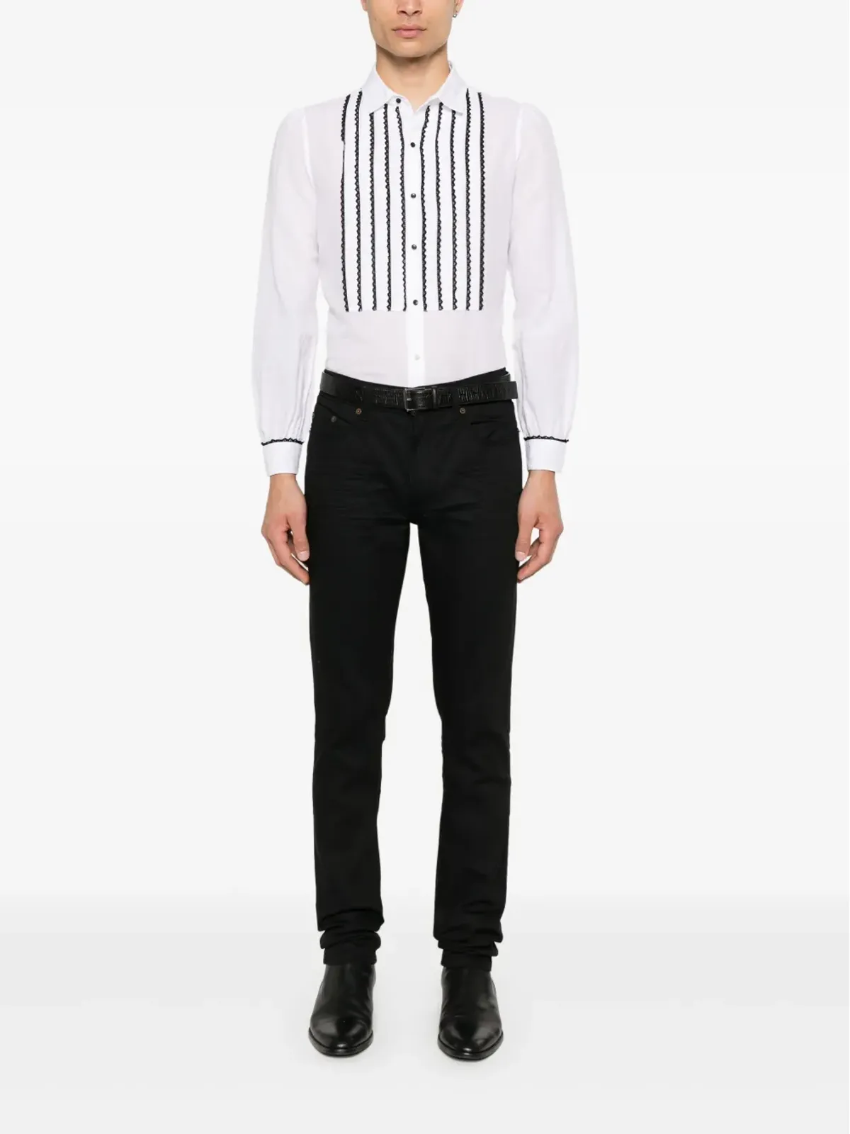 Saint Laurent コントラストレースディテールシャツ - 画像2