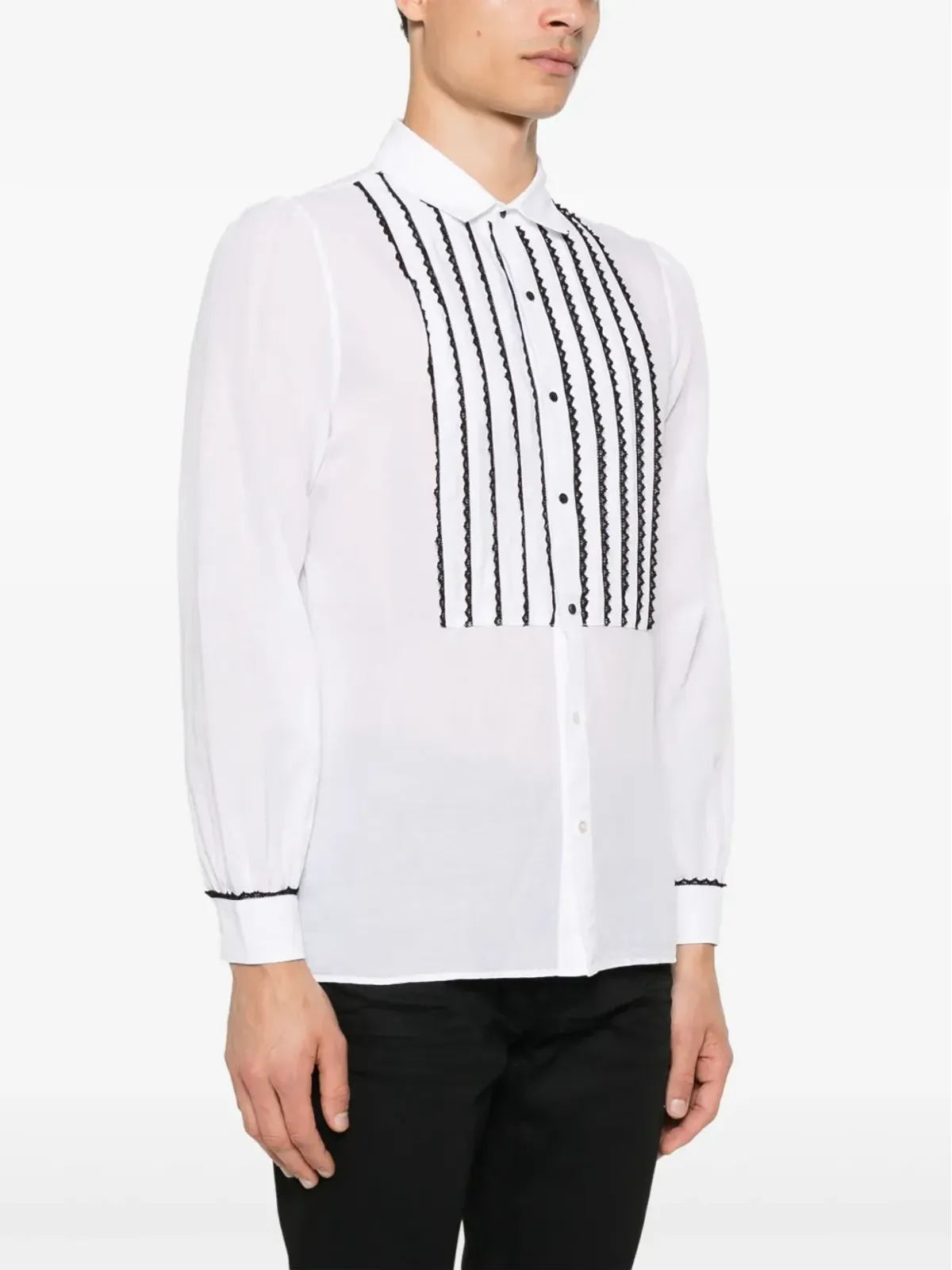 Saint Laurent コントラストレースディテールシャツ - 画像3