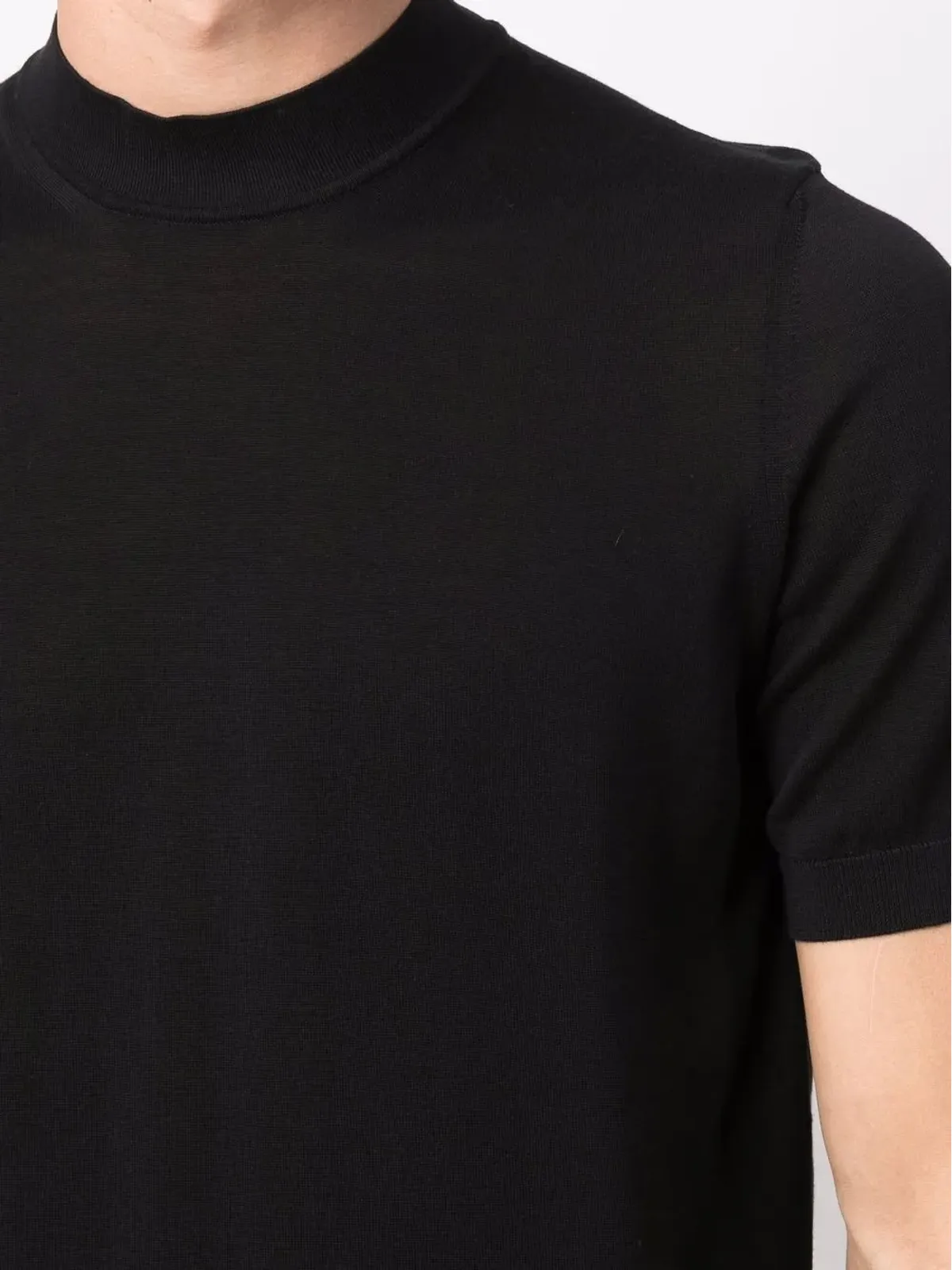 Drumohr ファインニット・モックネックTシャツ ブラック - 画像5