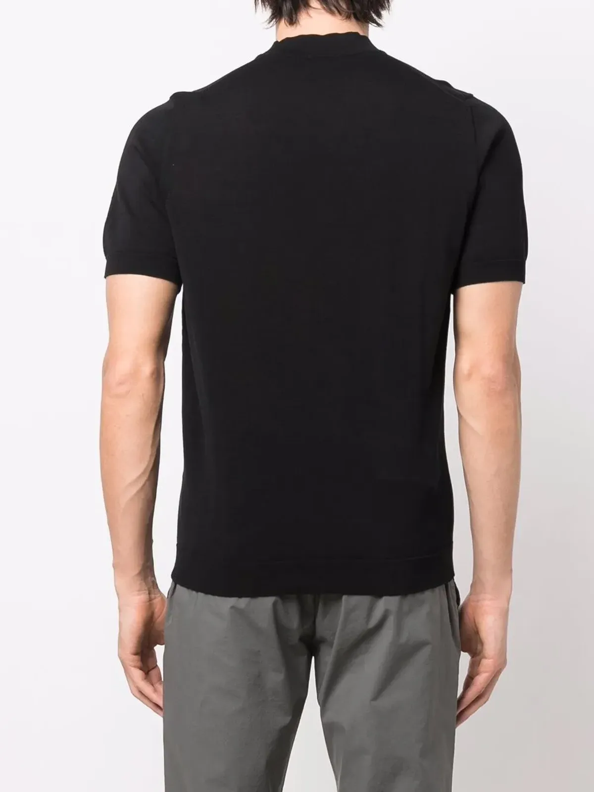 Drumohr ファインニット・モックネックTシャツ ブラック - 画像4