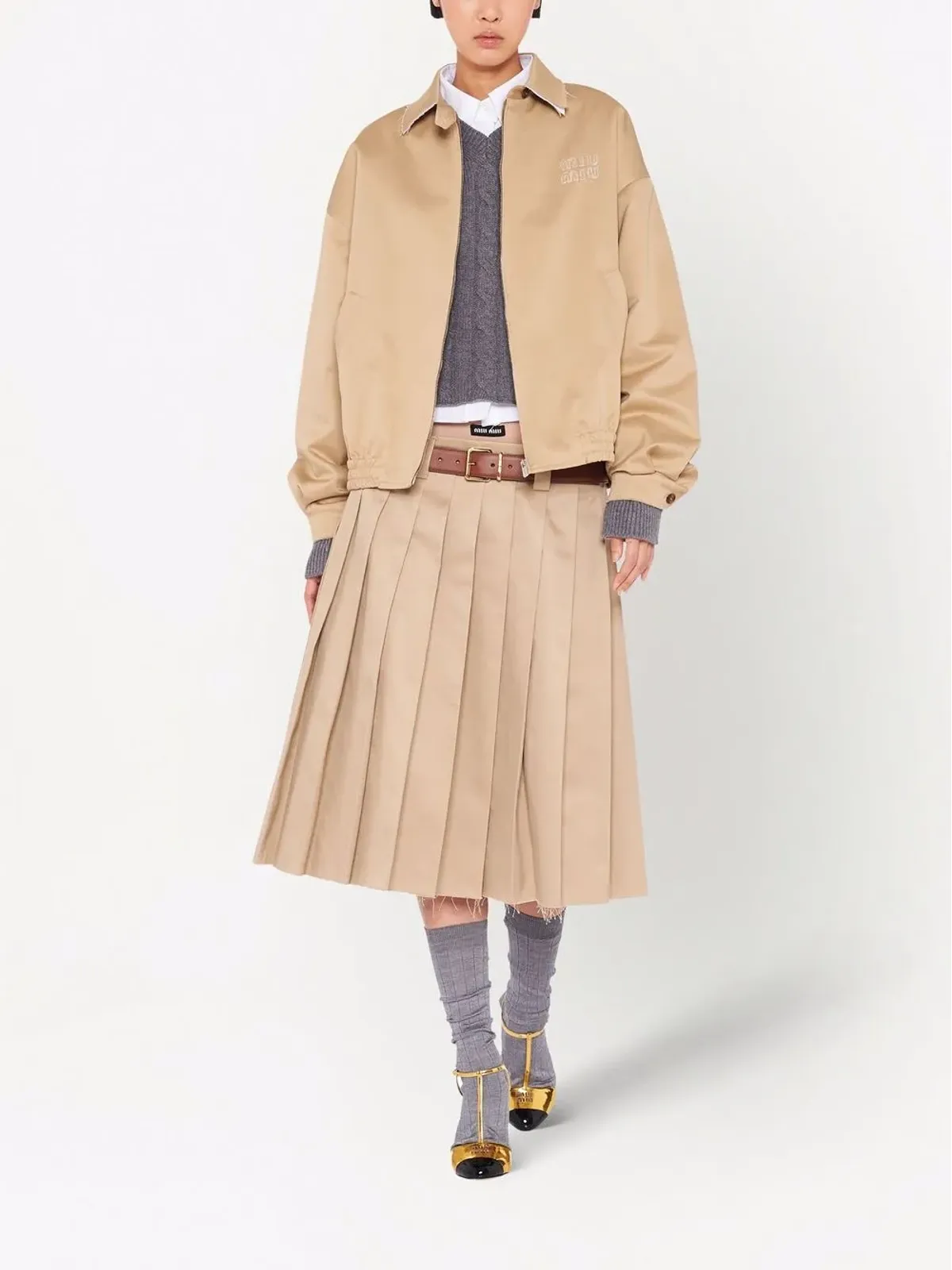 Miu Miu オーバーサイズ コットン ブルゾンジャケット - 画像2