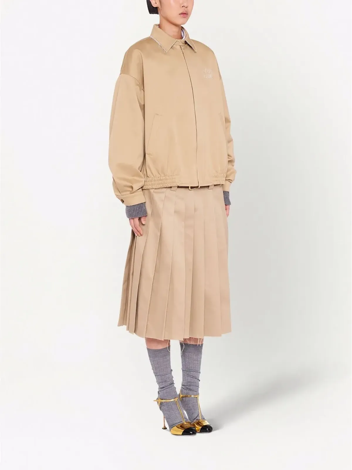 Miu Miu オーバーサイズ コットン ブルゾンジャケット - 画像3