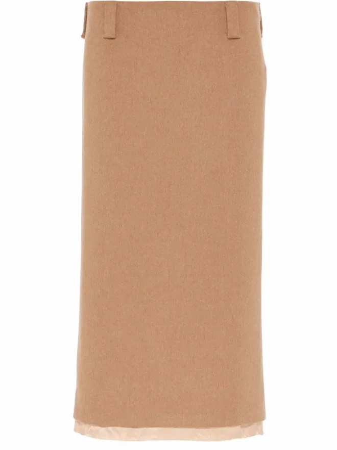 Miu Miu Miu Miu camel-hair pencil skirt - Brownの商品画像