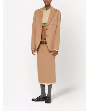 Miu Miu camel-hair pencil skirt - Brown - サムネイル2
