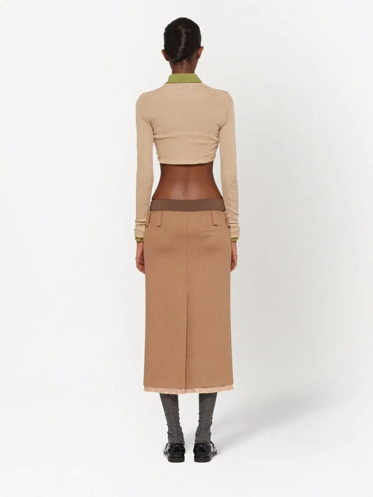 Miu Miu camel-hair pencil skirt - Brown - 画像4
