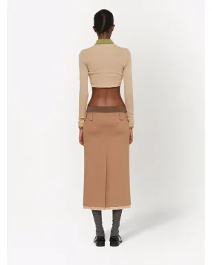 Miu Miu camel-hair pencil skirt - Brown - サムネイル4