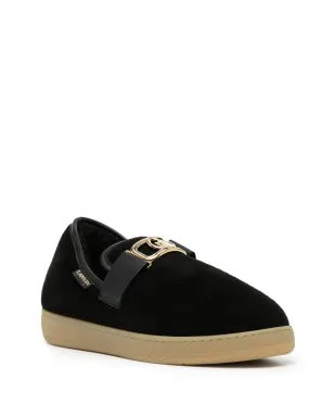 Lanvin ベルベット ロゴバックル スリッパ ブラック - サムネイル2