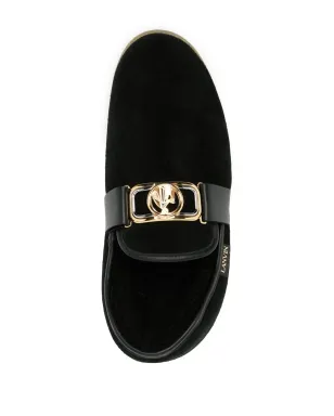Lanvin ベルベット ロゴバックル スリッパ ブラック - サムネイル4