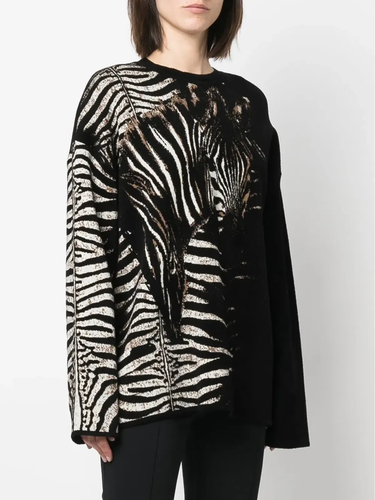 Roberto Cavalli ゼブラ柄ニットセーター - 画像3