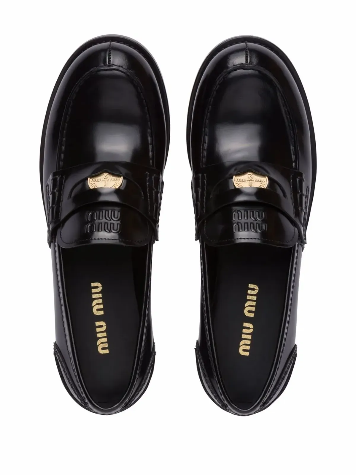 Miu Miu レザー ペニーローファー - ブラック - 画像4