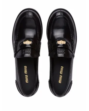 Miu Miu レザー ペニーローファー - ブラック - サムネイル4
