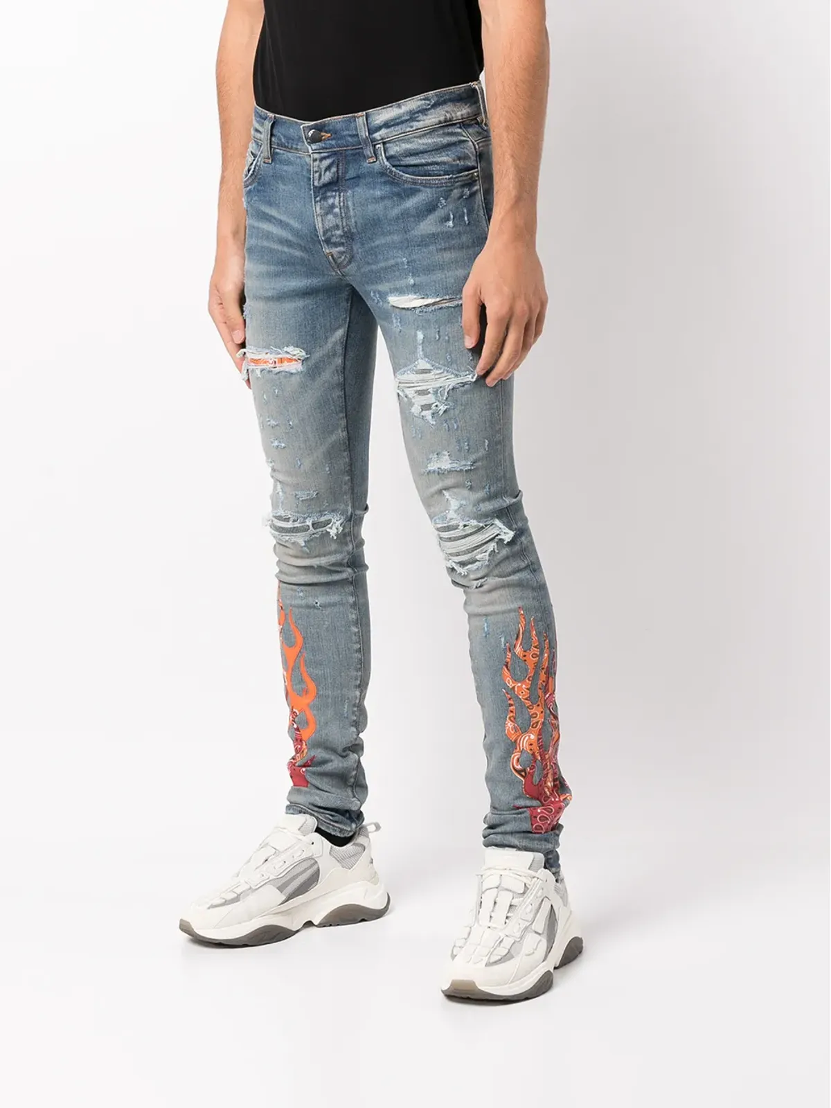 AMIRI ペイズリープリント ダメージ加工 スキニージーンズ - 画像3