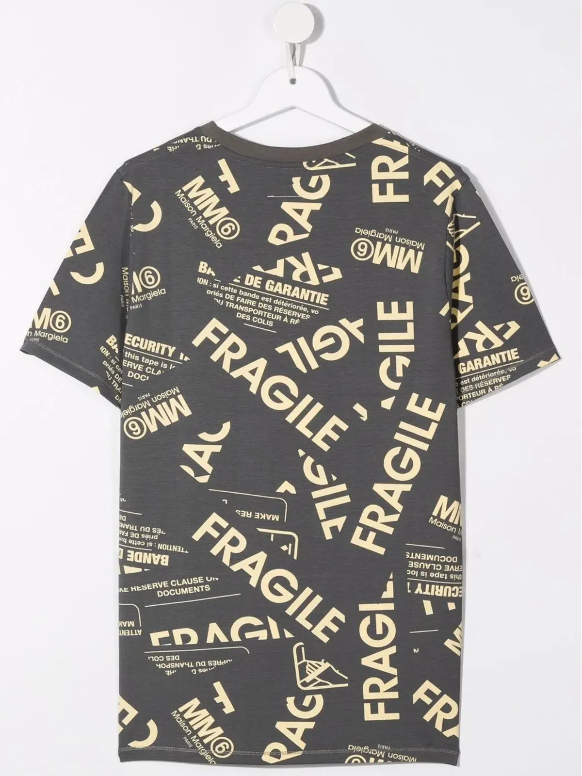 MM6 Maison Margiela Kids ティーン fragile-print 半袖Tシャツ（グレー） - 画像2
