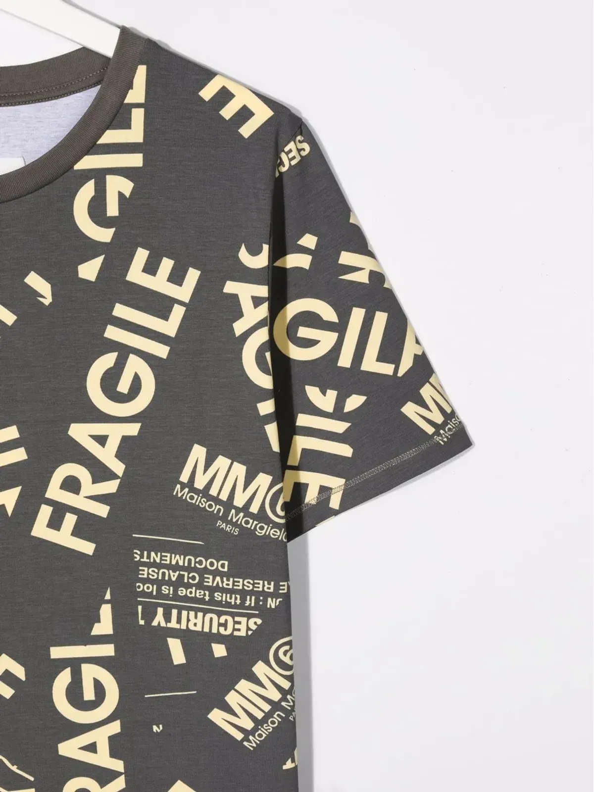 MM6 Maison Margiela Kids ティーン fragile-print 半袖Tシャツ（グレー） - 画像3
