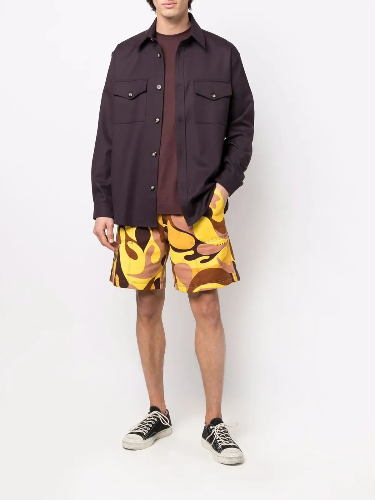 Marni アブストラクトプリント トラックショーツ - 画像2