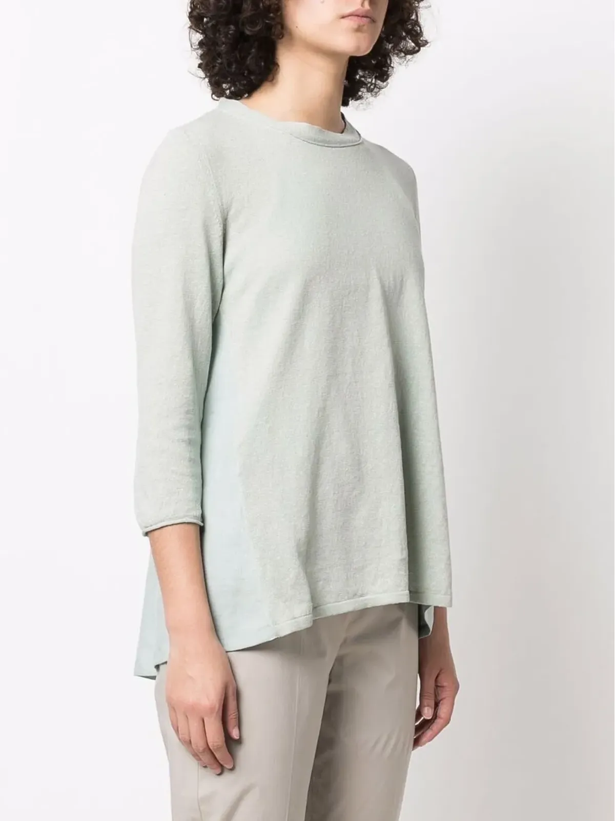 Le Tricot Perugia ラウンドネック長袖Tシャツ グリーン - 画像3