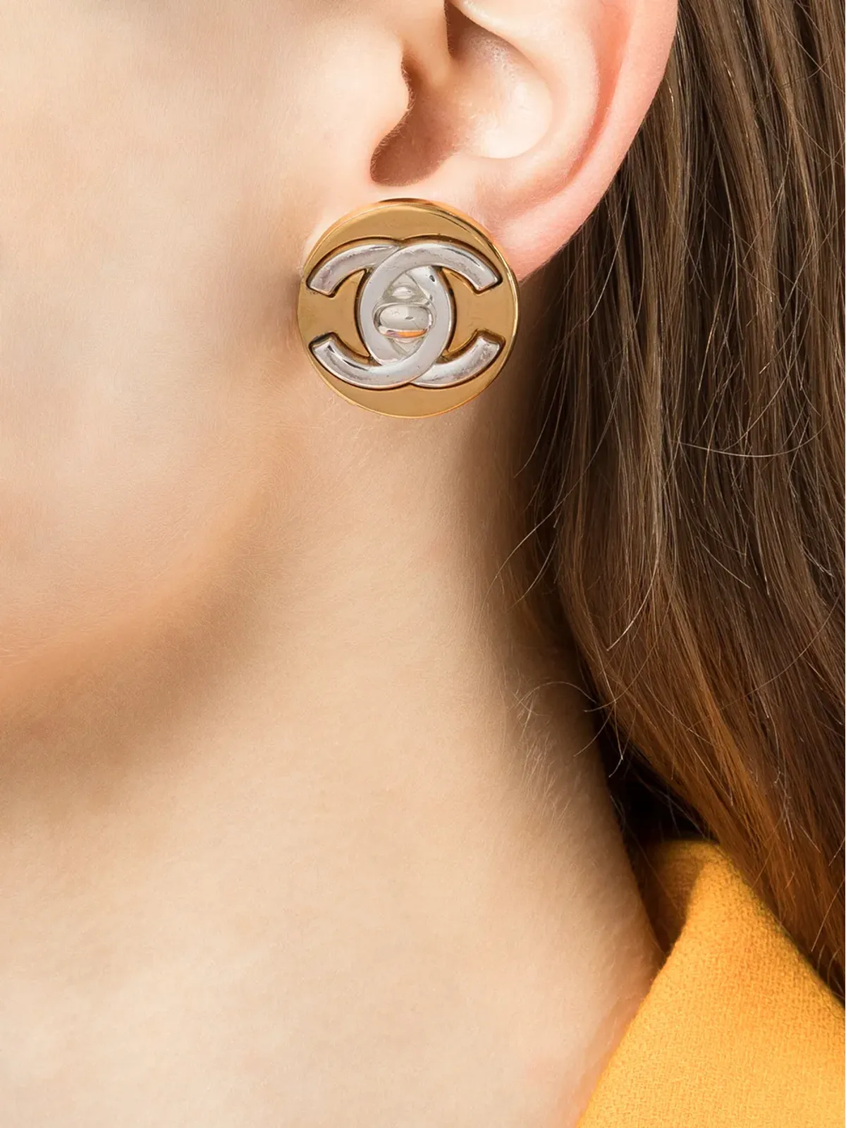 CHANEL Pre-Owned 1997 CC Turn-lock clip-on earrings - Gold - 画像2