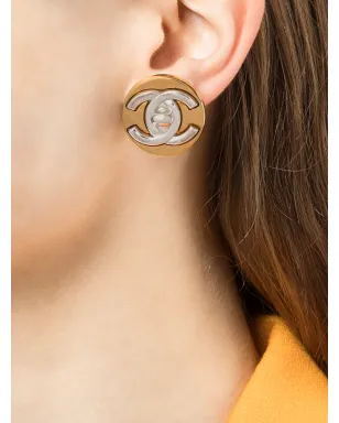 CHANEL Pre-Owned 1997 CC Turn-lock clip-on earrings - Gold - サムネイル2