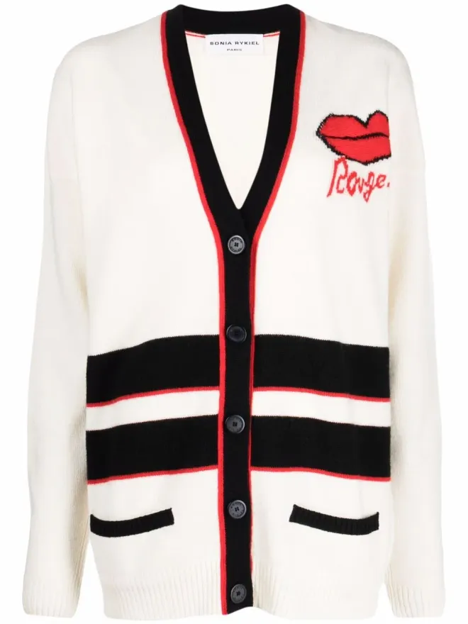 Sonia Rykiel Sonia Rykiel ストライプトリム ロングカーディガンの商品画像