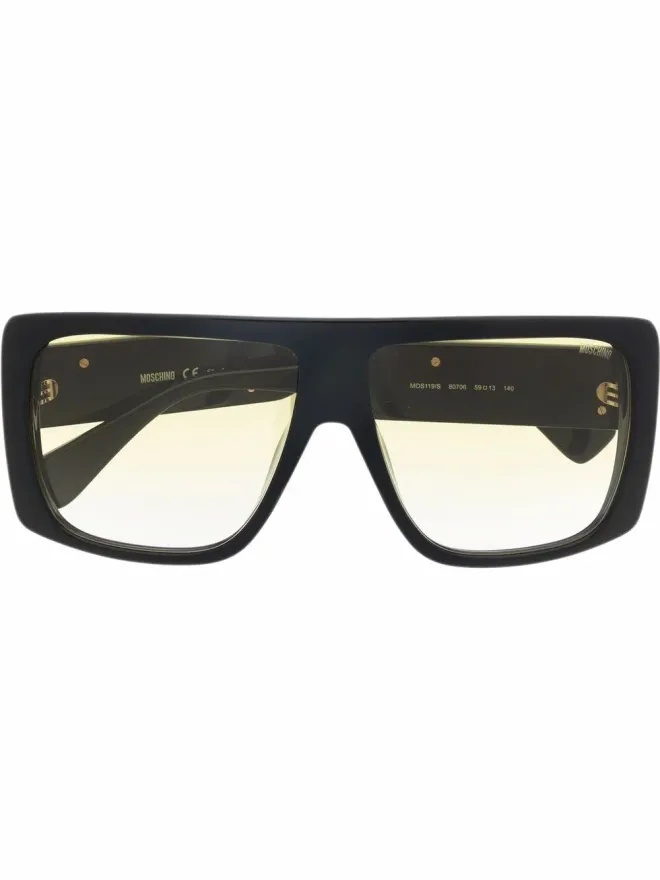 Moschino Eyewear Moschino Eyewear スクエアフレーム ロゴサングラス - ブラックの商品画像