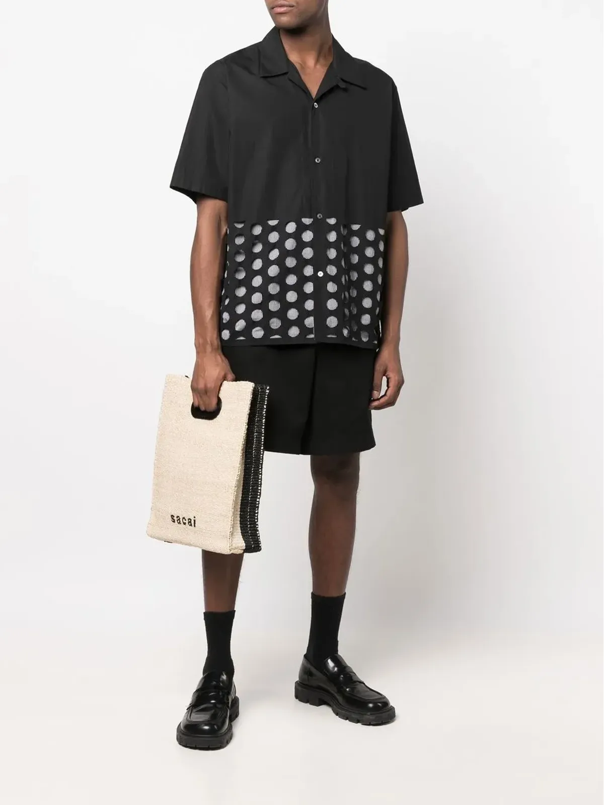 sacai ロゴ刺繍入り ウーブン トートバッグ - 画像2