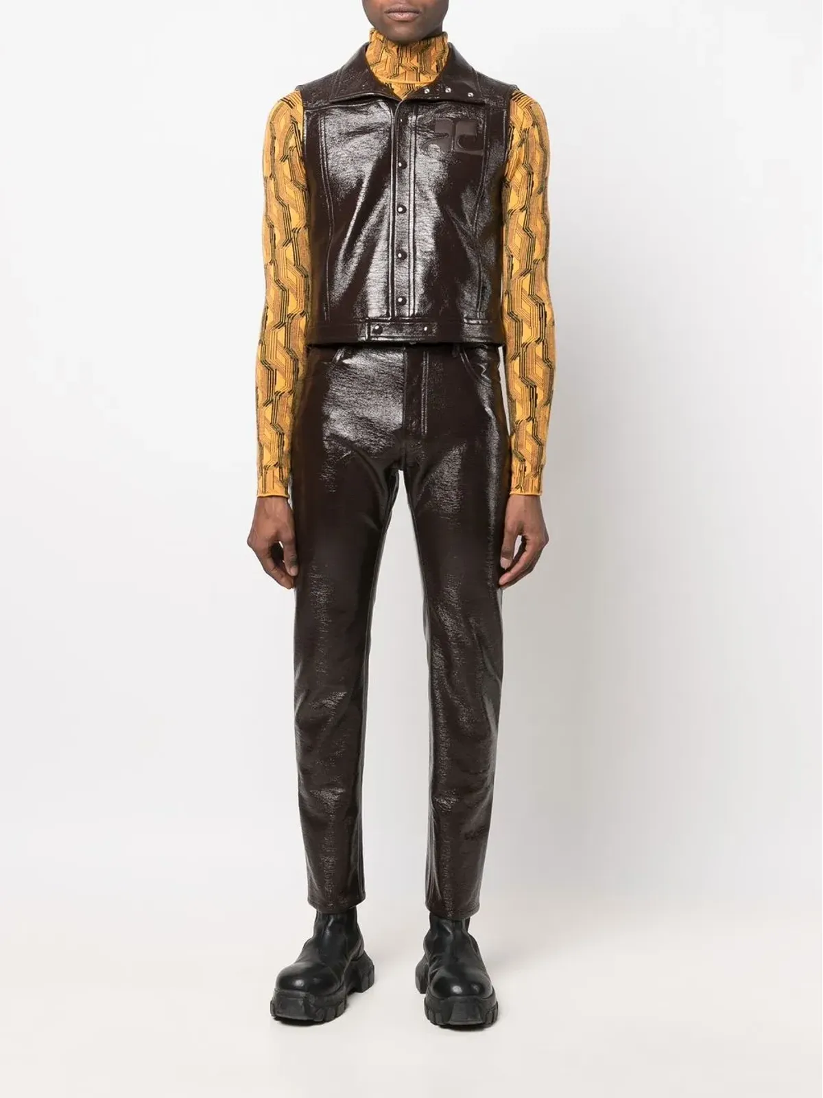Courrèges Vinyl trousers - Brown - 画像2