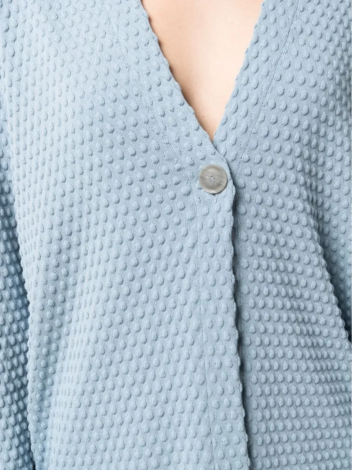 Le Tricot Perugia テクスチャードボタンフロントカーディガン - ブルー - 画像5