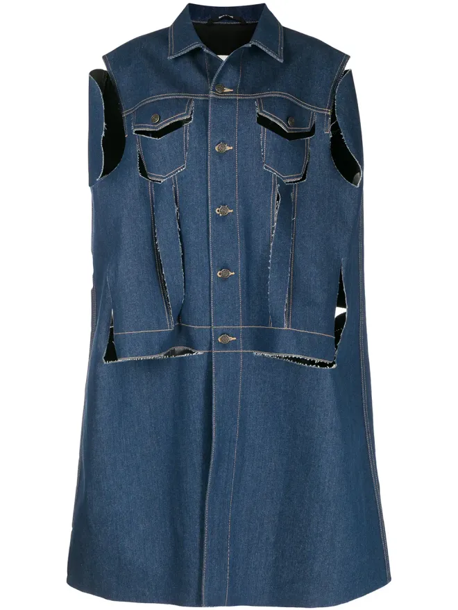 Maison Martin Margiela Pre-Owned Maison Martin Margiela Pre-Owned ダメージ加工デニム ケープコートの商品画像
