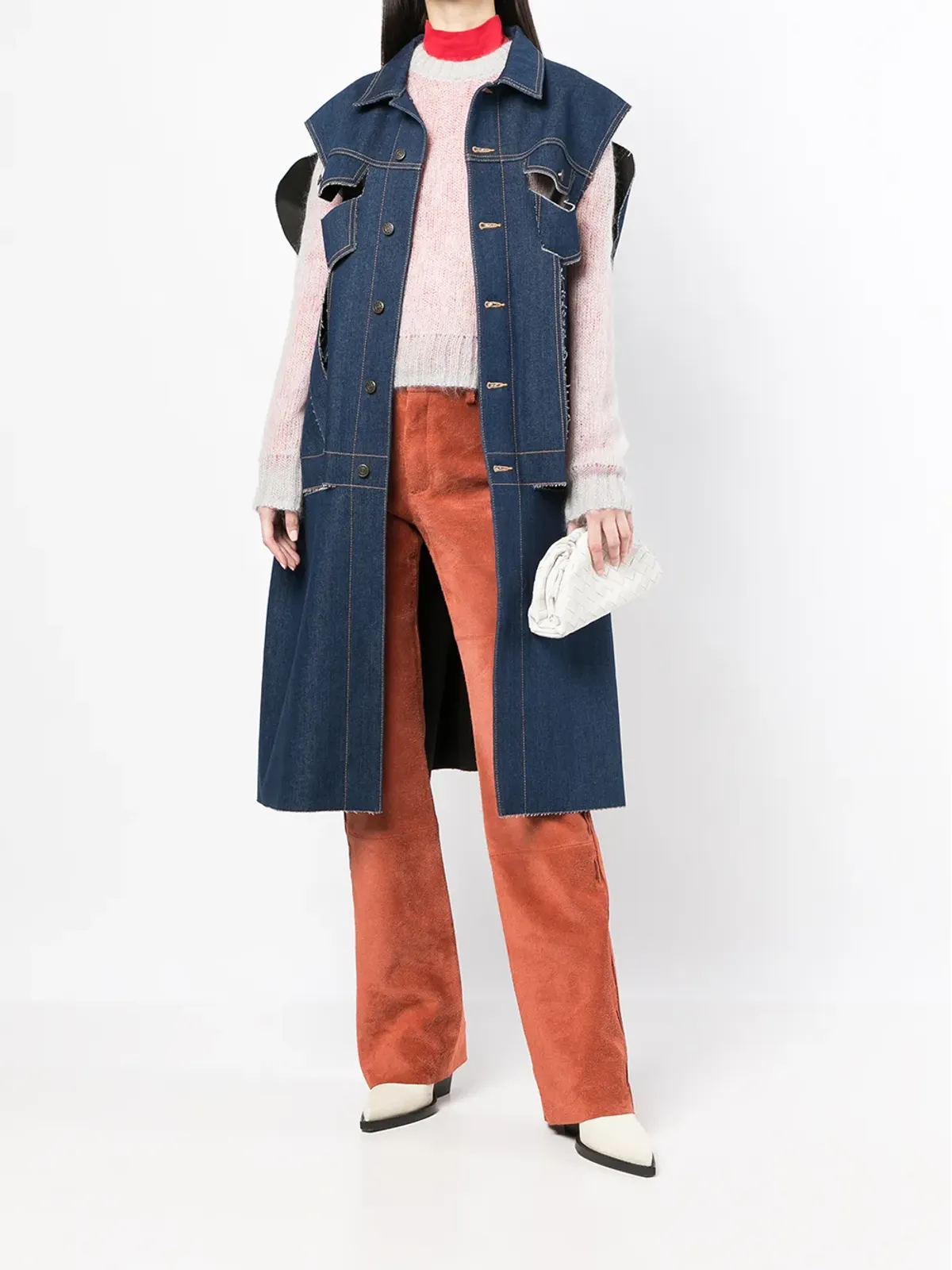 Maison Martin Margiela Pre-Owned ダメージ加工デニム ケープコート - 画像2