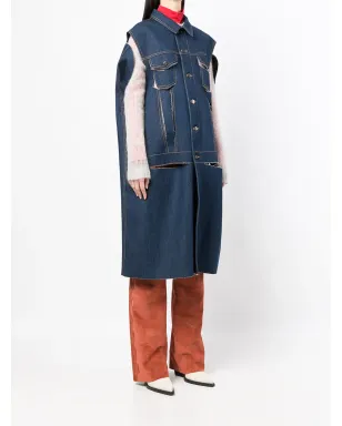 Maison Martin Margiela Pre-Owned ダメージ加工デニム ケープコート - サムネイル3
