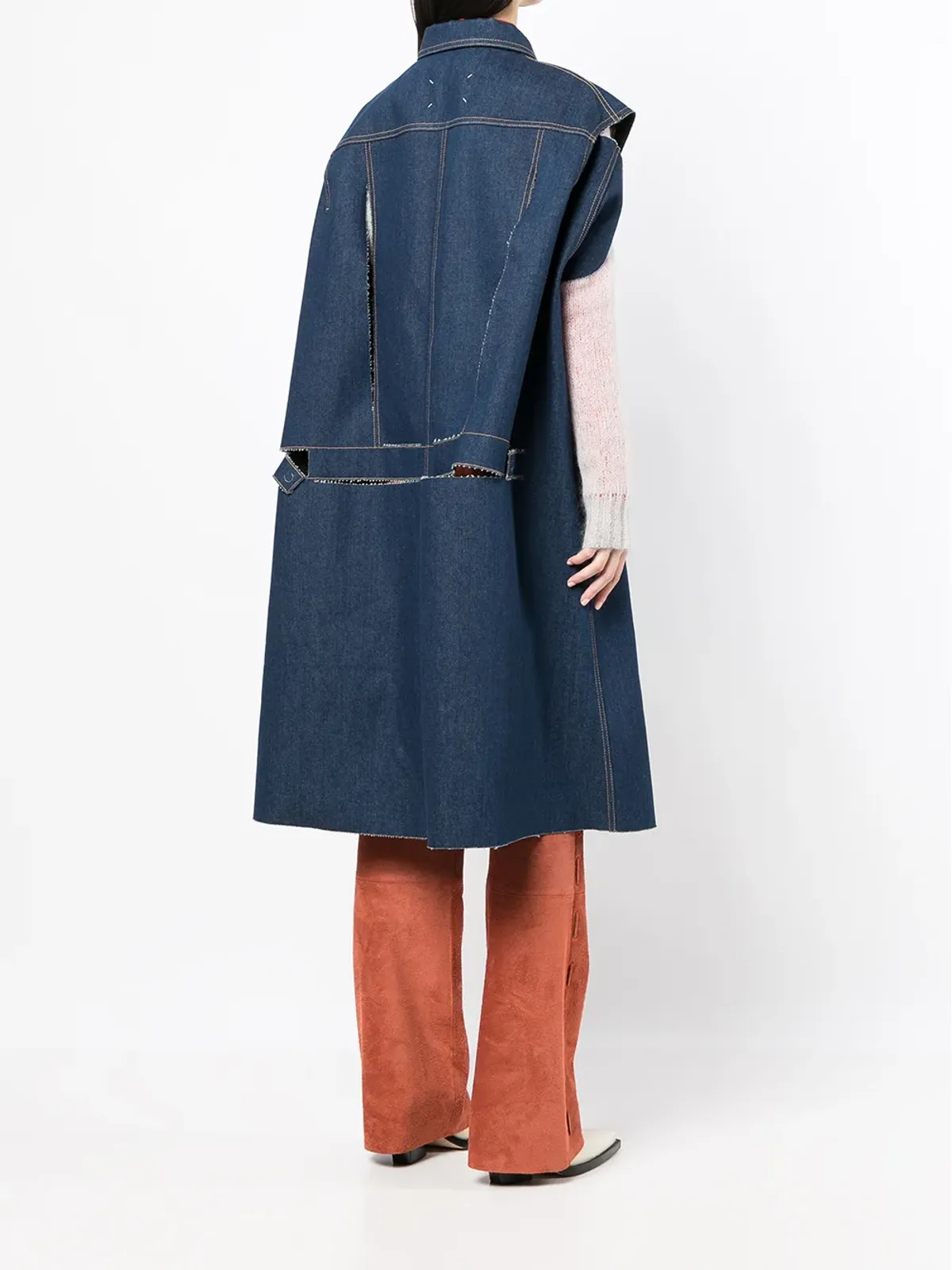 Maison Martin Margiela Pre-Owned ダメージ加工デニム ケープコート - 画像4
