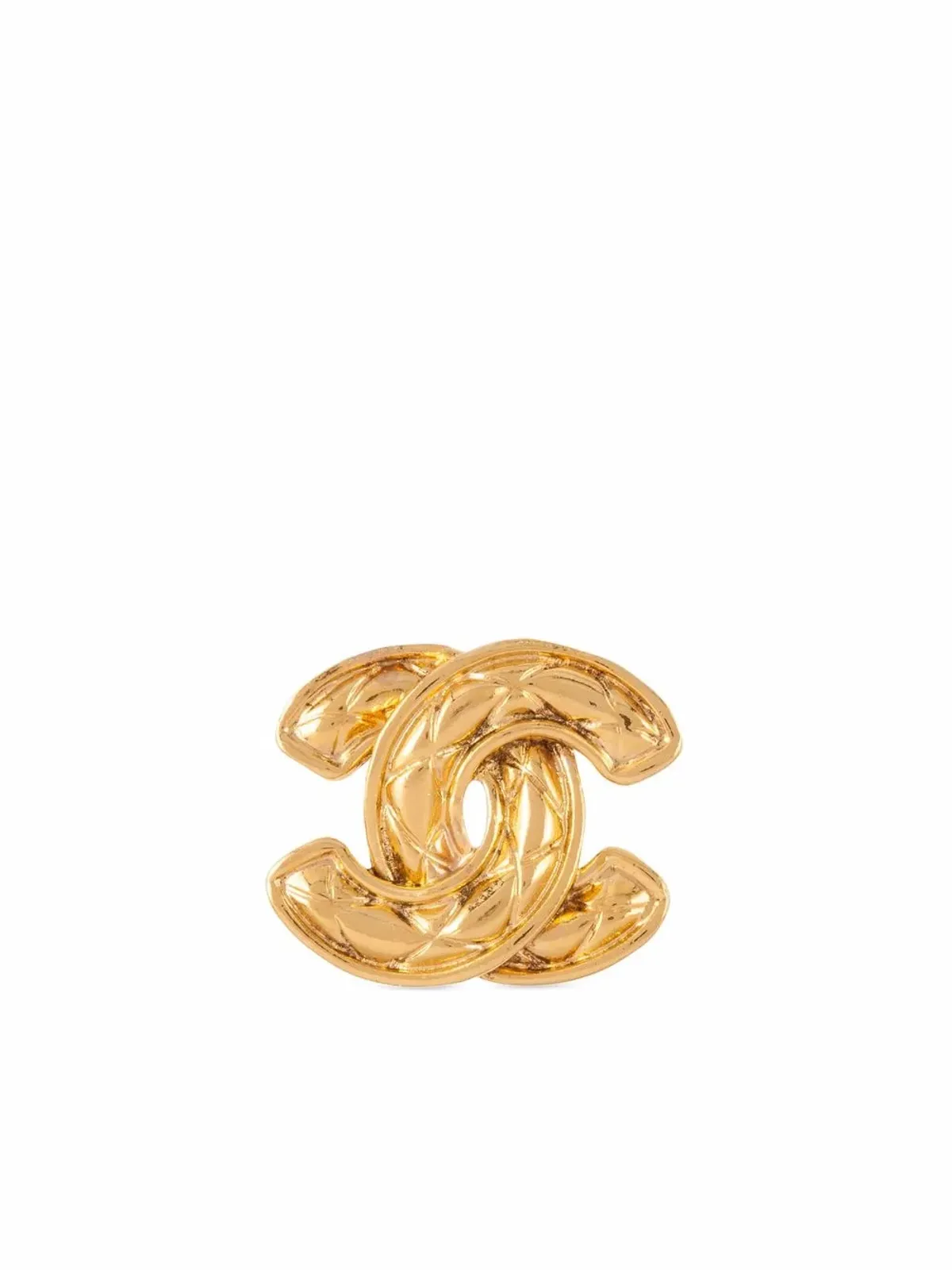 CHANEL ビンテージ 1980年代 CC ダイヤモンドキルト クリップオンイヤリング - ゴールド - 画像2
