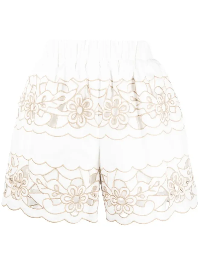 RED Valentino RED Valentino フローラル刺繍ハイウエストショーツの商品画像
