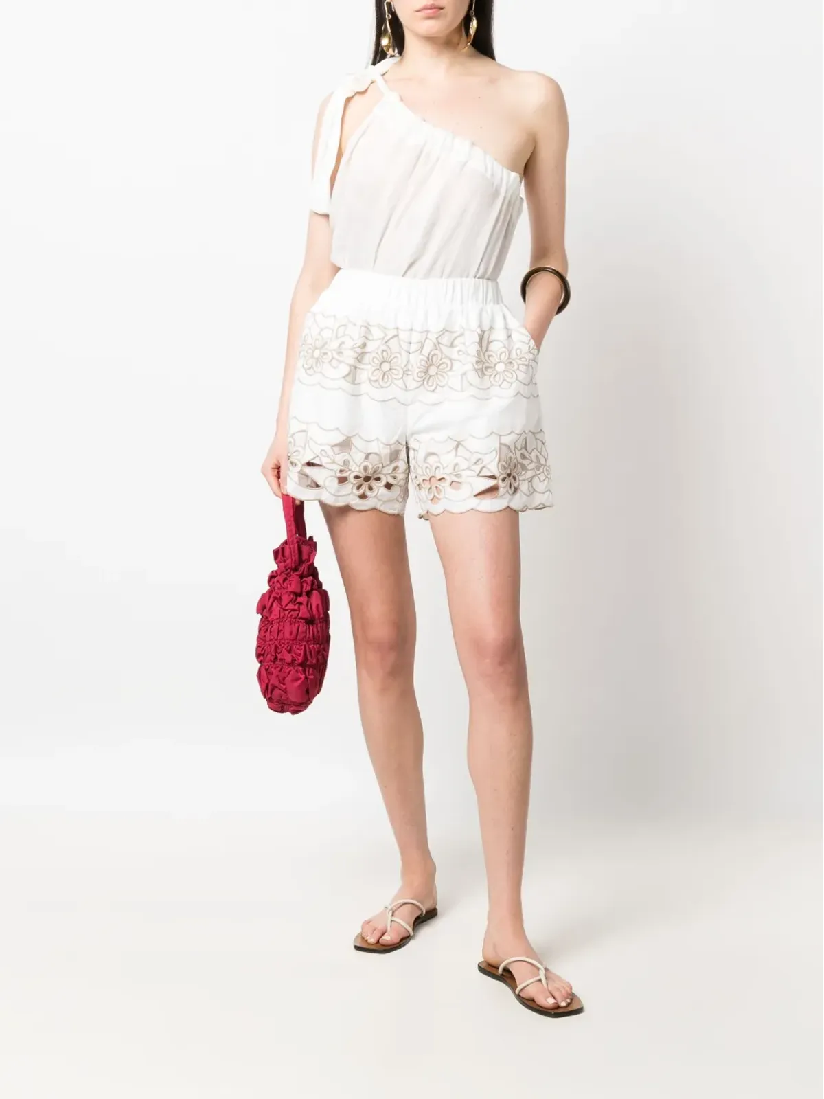 RED Valentino フローラル刺繍ハイウエストショーツ - 画像2