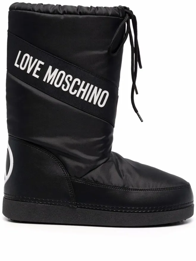 Love Moschino Love Moschino ロゴプリント レースアップブーツ - ブラックの商品画像