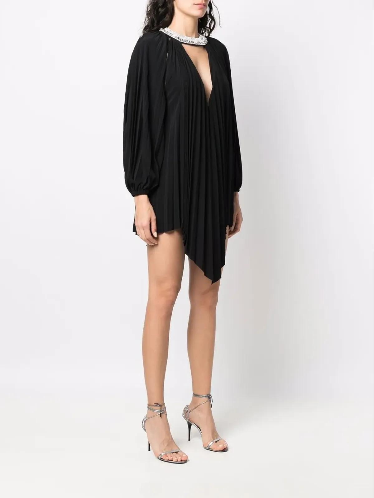 Alexandre Vauthier クリスタル装飾プリーツミニドレス - 画像3