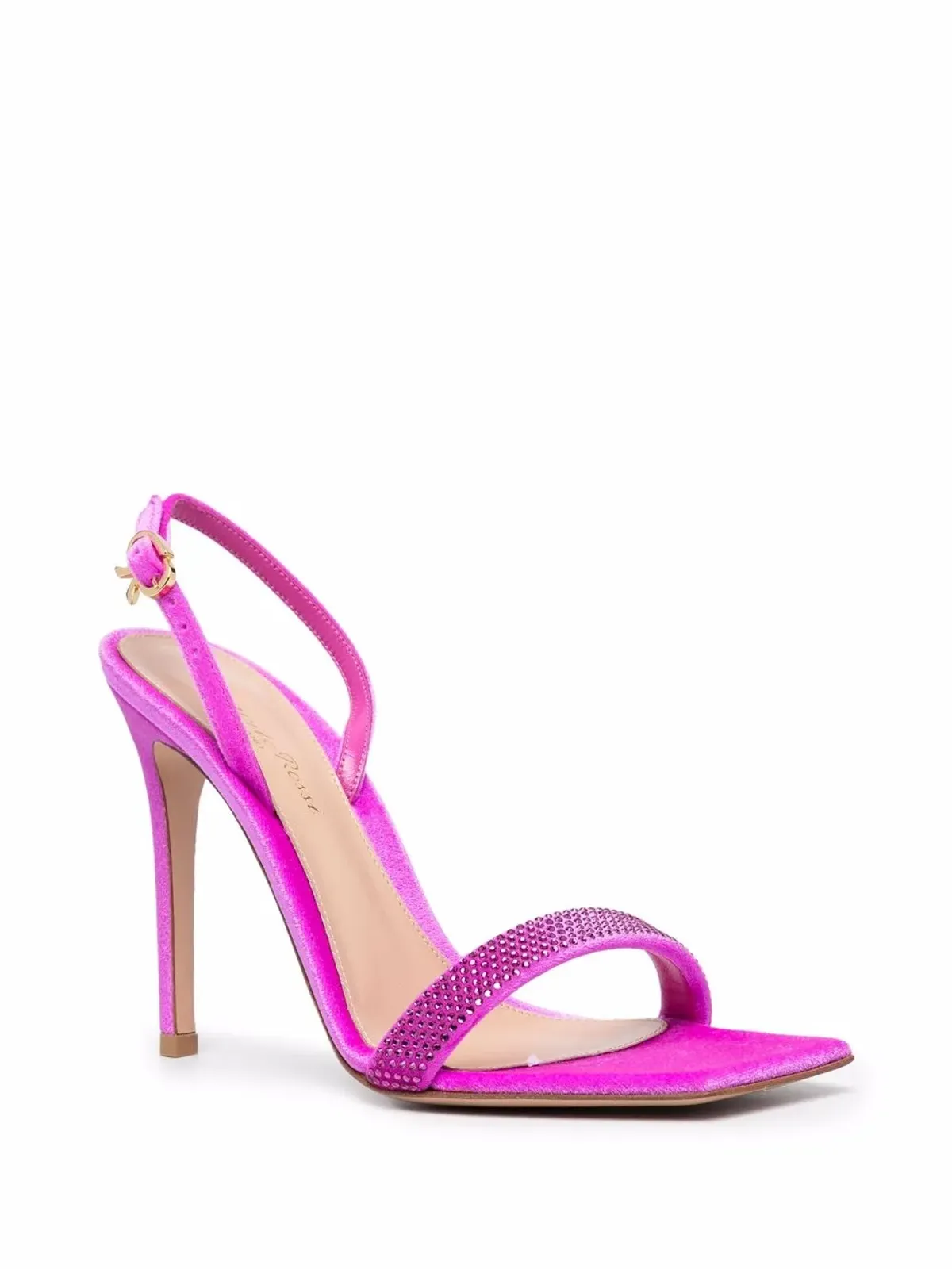 Gianvito Rossi ピンクのラインストーン入りレザーサンダル - 画像2