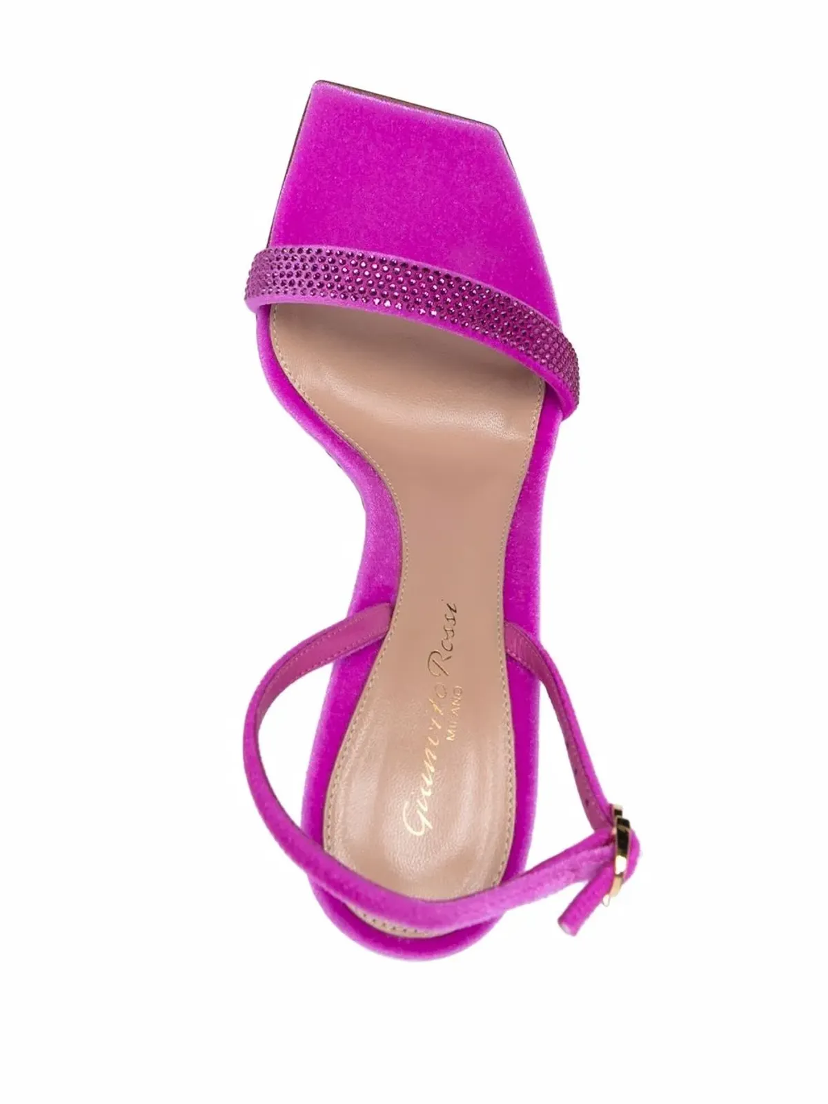 Gianvito Rossi ピンクのラインストーン入りレザーサンダル - 画像4