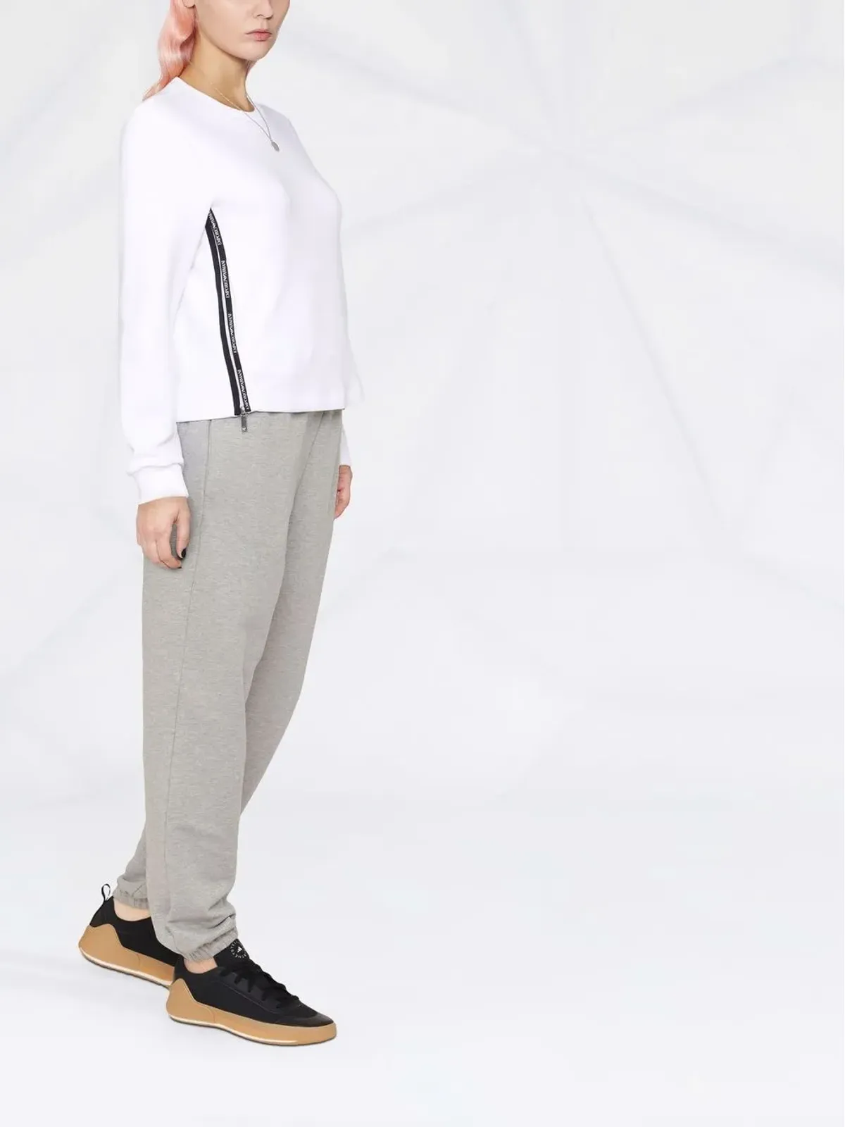 Emporio Armani ロゴトリム長袖スウェットシャツ - White - 画像3