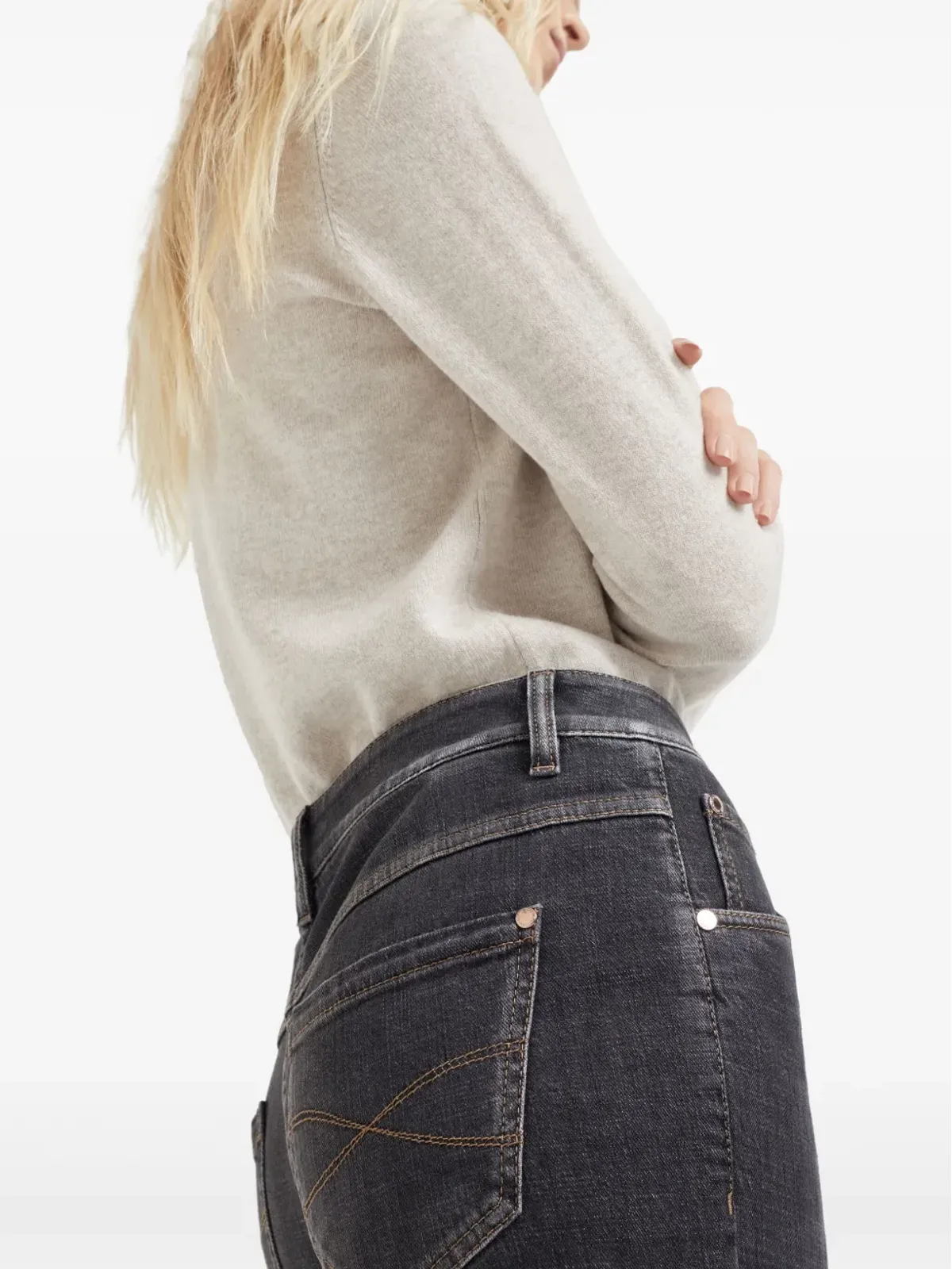 Brunello Cucinelli パッチディテール ハイウエストジーンズ - 画像5