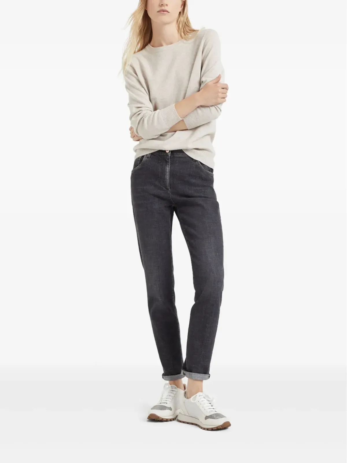 Brunello Cucinelli パッチディテール ハイウエストジーンズ - 画像2