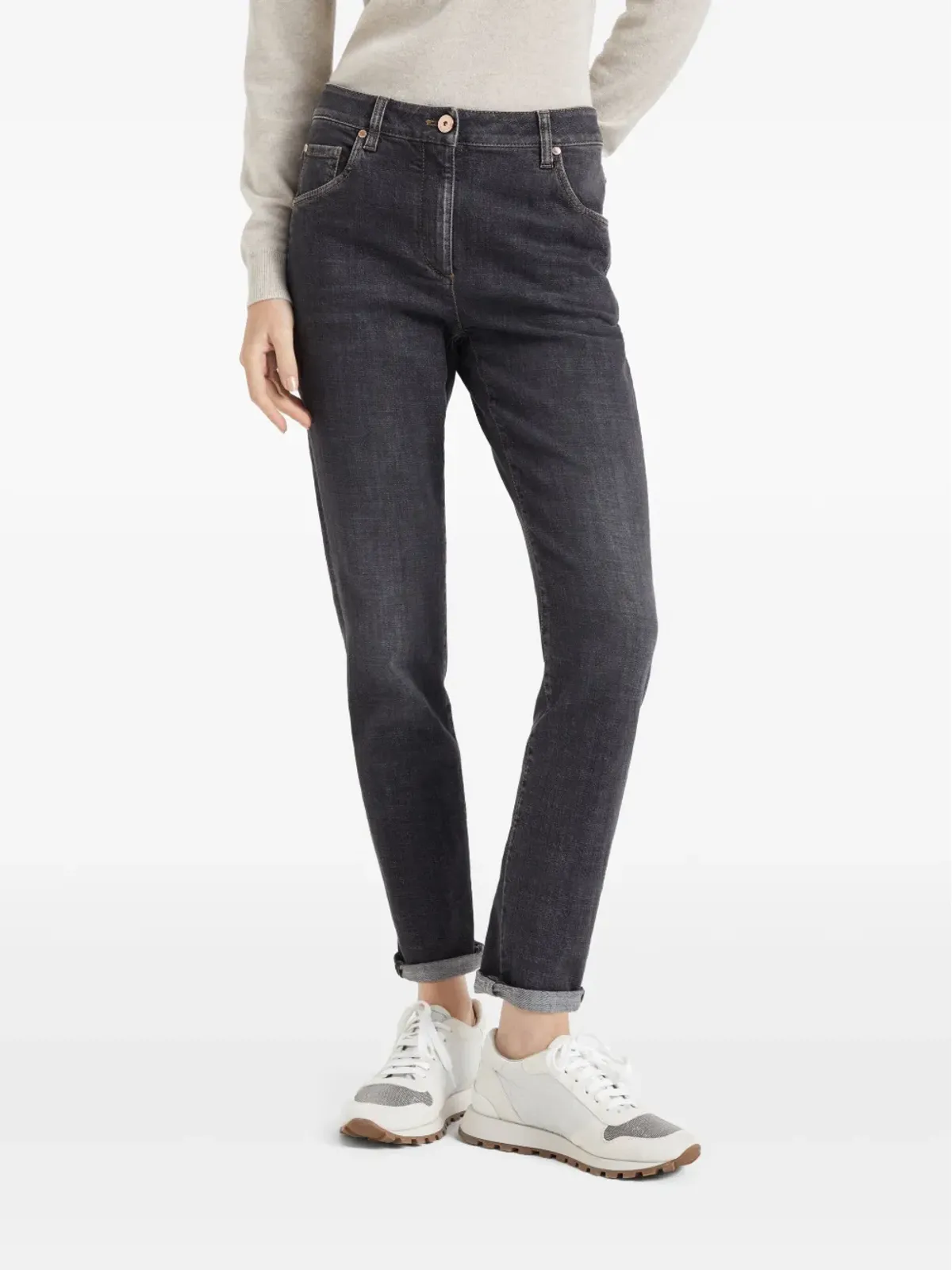 Brunello Cucinelli パッチディテール ハイウエストジーンズ - 画像3