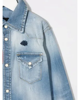 DSQUARED2 KIDS ライトウォッシュデニムシャツ - サムネイル3