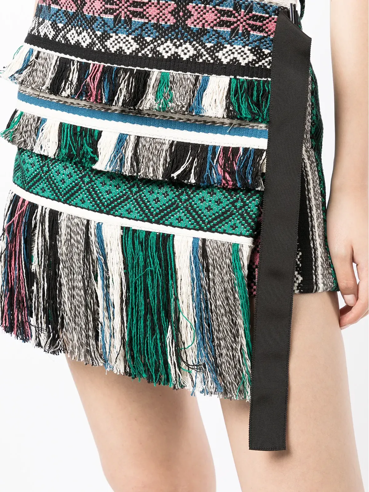 sacai フリンジ付きアシンメトリックショーツ - 画像5