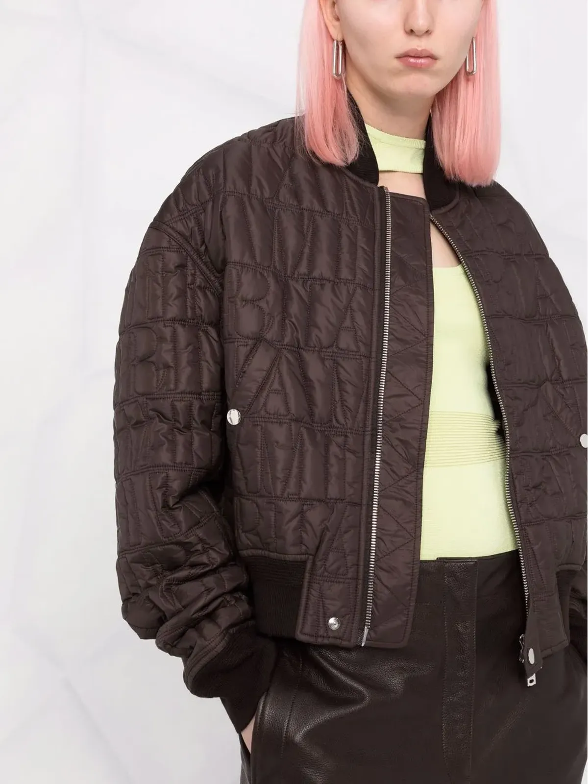 AMIRI クイルテッド クロップド ボンバー ジャケット ブラウン - 画像5